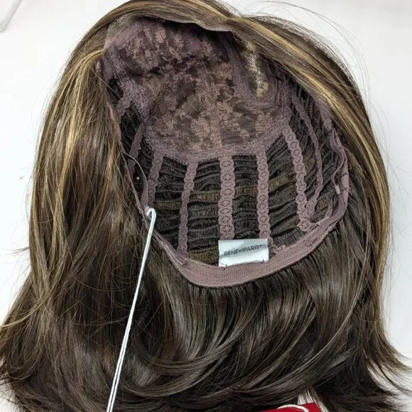 Renee of Paris Brown highlighted Bob Wig NIB Medium Length Brunette Lace front - Picture 11 of 15